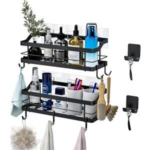 Shower Caddy 2 Pack Bathroom Shelf Stainless Steel Wall Mounted Organizer Hooks